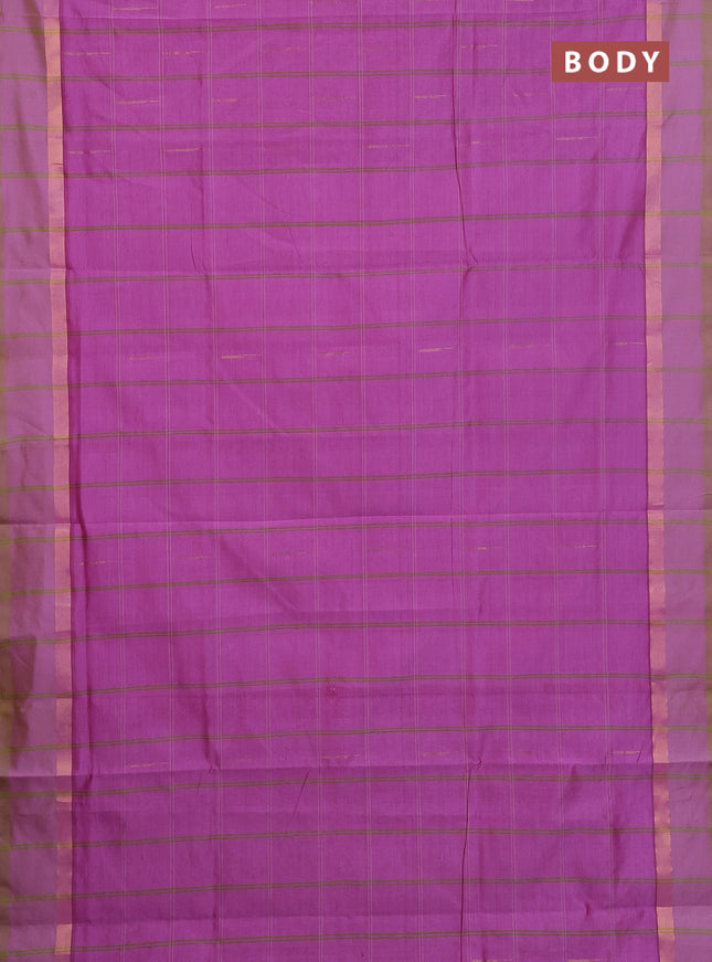 Semi silk cotton saree light pink and light green with allover thread checks & zari buttas and zari woven simple border