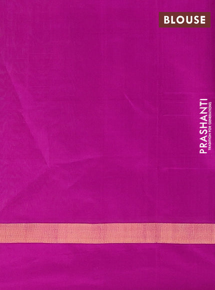 Semi silk cotton saree teal blue and dark pink with allover thread checks & zari buttas and zari woven simple border