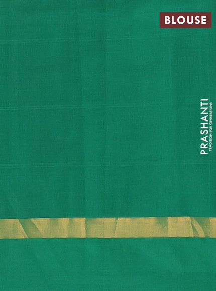 Semi silk cotton saree sandal and green with allover thread checks & zari buttas and zari woven simple border