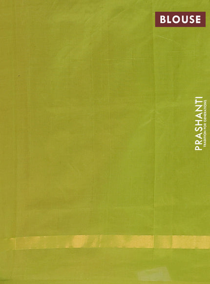 Semi silk cotton saree dark pink and light green with allover thread checks & zari buttas and zari woven simple border
