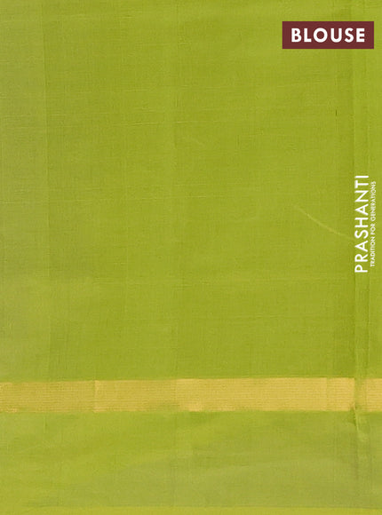Semi silk cotton saree blue and light green with allover thread checks & zari buttas and zari woven simple border