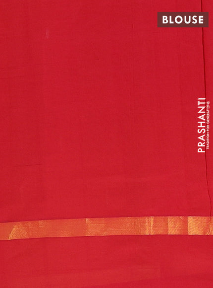Semi silk cotton saree mustard yellow and maroon with allover thread checks & zari buttas and zari woven simple border