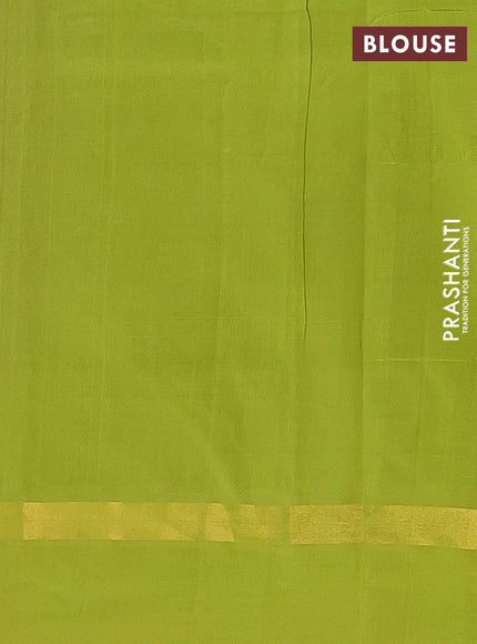 Semi silk cotton saree dark pink and light green with allover thread checks & zari buttas and zari woven simple border