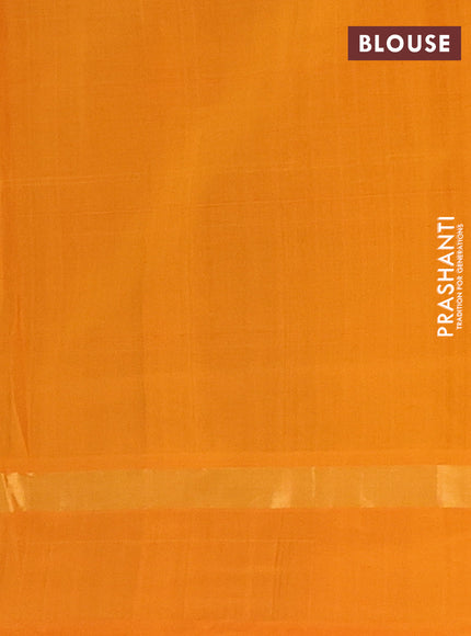 Semi silk cotton saree purple and mustard yellow with allover thread checks & zari buttas and zari woven simple border