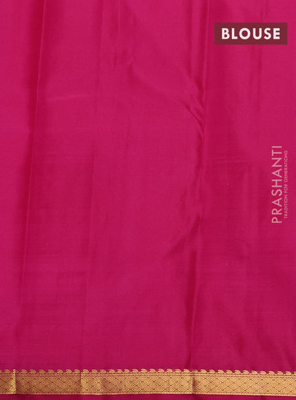 Pure kanchipram silk saree dual shade of pinkish orange and pink with zari woven buttas and small zari woven border