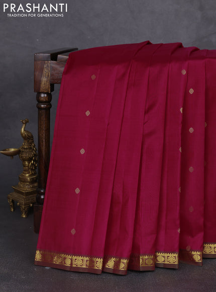 Pure kanchipram silk saree wine shade and dual shade of green with zari woven buttas and zari woven border