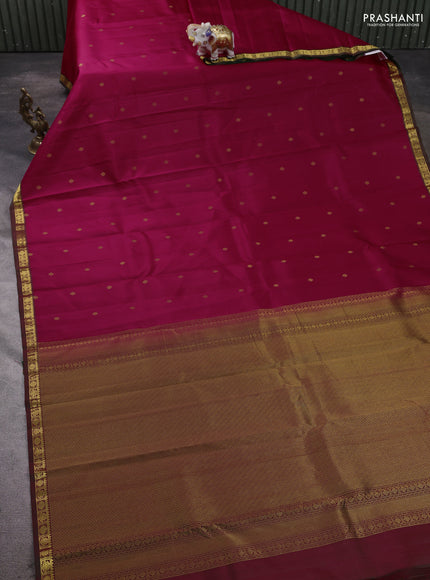 Pure kanchipram silk saree wine shade and dual shade of green with zari woven buttas and zari woven border