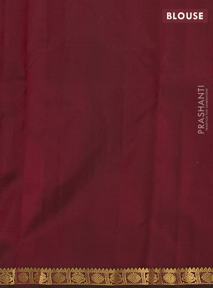 Pure kanchipram silk saree wine shade and dual shade of green with zari woven buttas and zari woven border