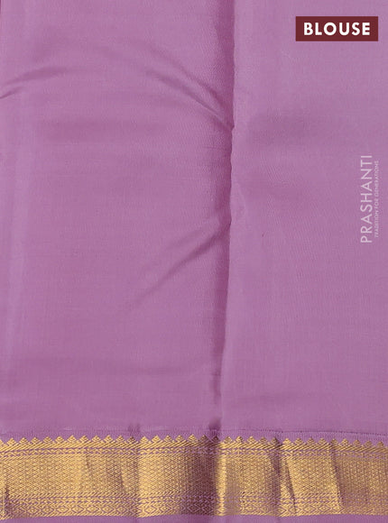 Pure kanchipram silk saree blue shade and lavender with allover thread checks & buttas and zari woven korvai border