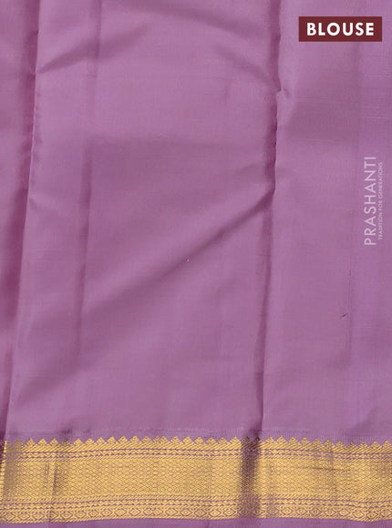 Pure kanchipram silk saree bottle green and lavender with allover thread checks & buttas and zari woven korvai border
