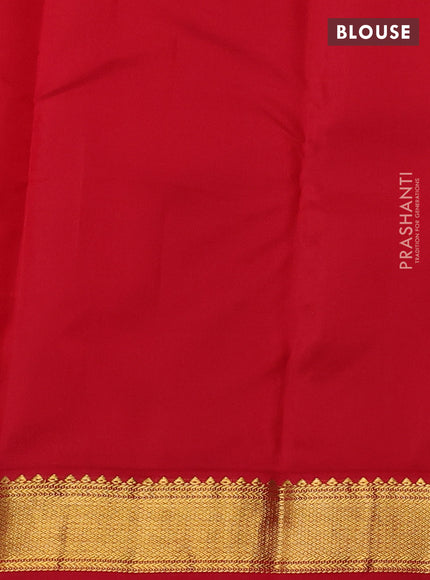 Pure kanchipram silk saree cream and red with zari woven buttas and zari woven korvai border