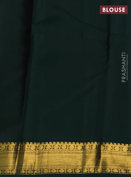 Pure kanchipram silk saree red and bottle green with zari woven buttas and zari woven korvai border