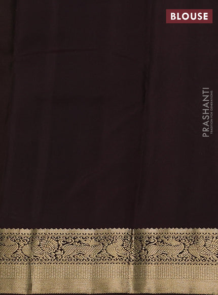 Pure kanchipram silk saree light green and coffee brown with zari woven buttas and zari woven korvai border