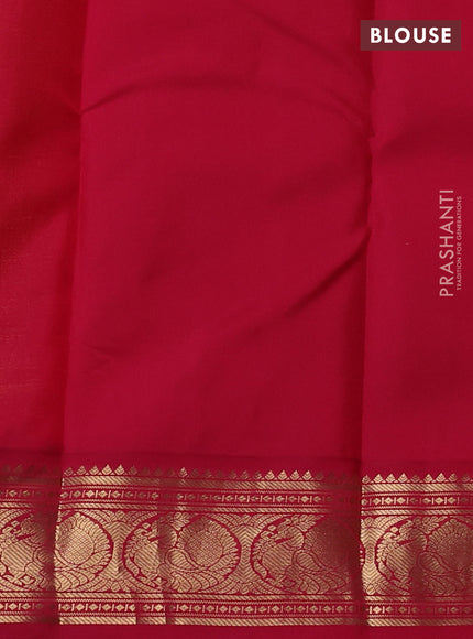 Pure kanchipram silk saree lime yellow and maroon with zari woven buttas and zari woven korvai border