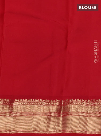 Pure kanchipram silk saree lime green and red with zari woven buttas and zari woven korvai border