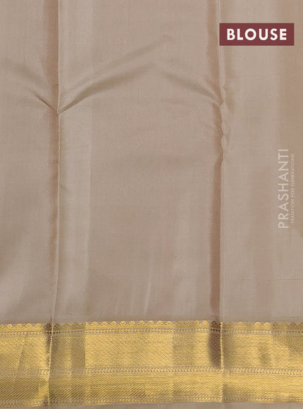 Pure kanchipram silk saree coffee brown and beige with allover vairosi pattern & buttas and zari woven border
