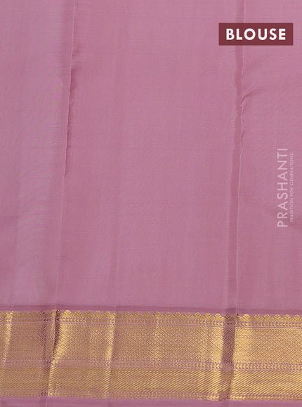 Pure kanchipram silk saree peacock blue and pastel pink with allover vairosi pattern & buttas and zari woven border
