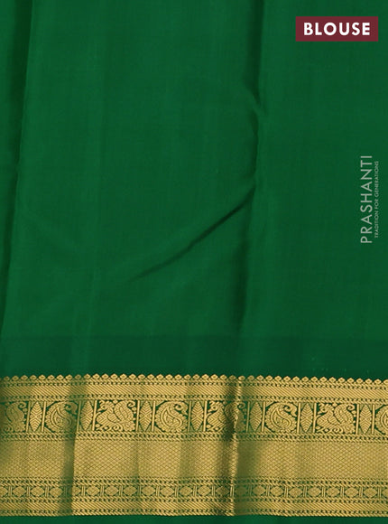Pure kanchipram silk saree maroon and green with annam zari woven buttas and temple design zari woven border