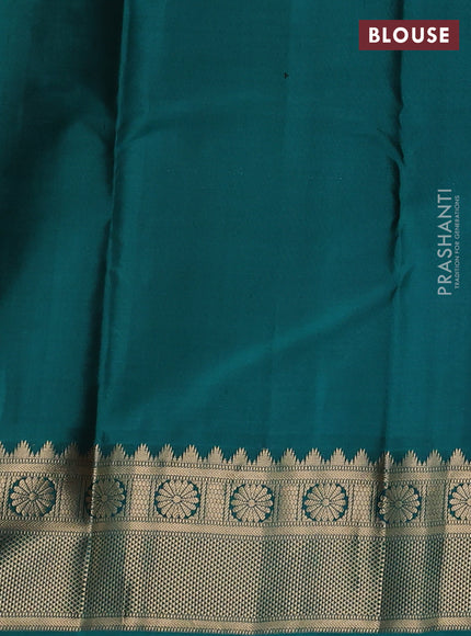 Pure kanchipram silk saree maroon and green with zari woven buttas and zari woven border