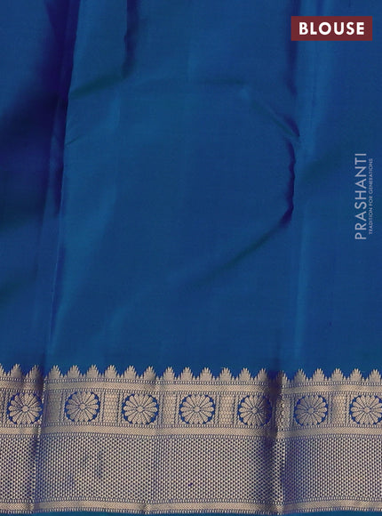 Pure kanchipram silk saree royal blue and teal green with zari woven buttas and zari woven border
