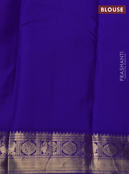 Pure kanchipram silk saree red and blue with allover zari checks & buttas and zari woven korvai border