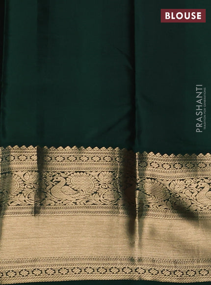 Pure kanchipram silk saree red and bottle green with zari woven buttas and long zari woven korvai border