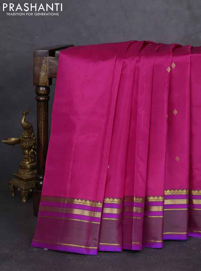 Pure kanchipram silk saree pink and green with zari woven buttas and zari woven border