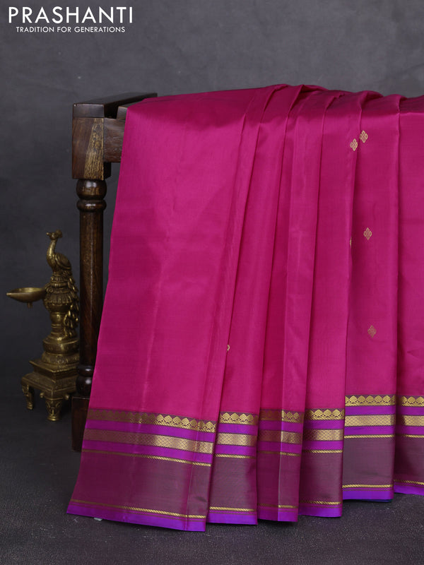 Pure kanchipram silk saree pink and green with zari woven buttas and zari woven border