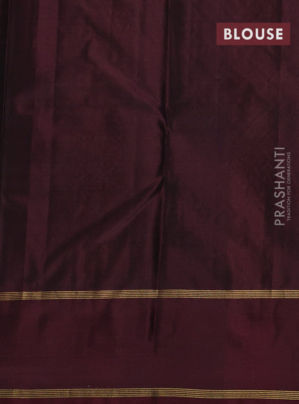 Pure kanchipram silk saree bottle green and deep maroon with zari woven buttas and rettapet zari woven border