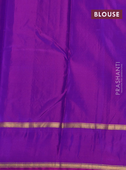 Pure kanchipram silk saree royal blue and purple with zari woven buttas and rettapet zari woven border