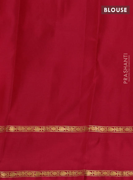 Pure kanchipram silk saree dark mustard and maroon with zari woven buttas and rettapet zari woven butta korvai border