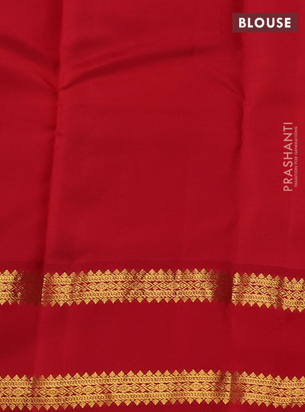 Pure kanchipram silk saree peacock blue and red with allover vairosi pattern and rettapet zari woven korvai border