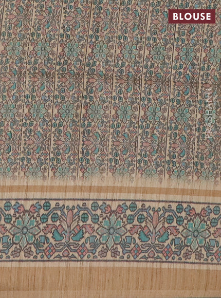 Art tussar saree grey and sandal with allover prints and patola printed border