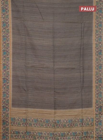 Art tussar saree grey and sandal with allover prints and patola printed border