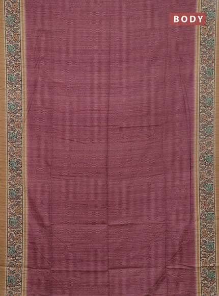 Art tussar saree pastel maroon and sandal with allover prints and patola printed border