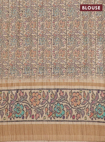 Art tussar saree pastel maroon and sandal with allover prints and patola printed border