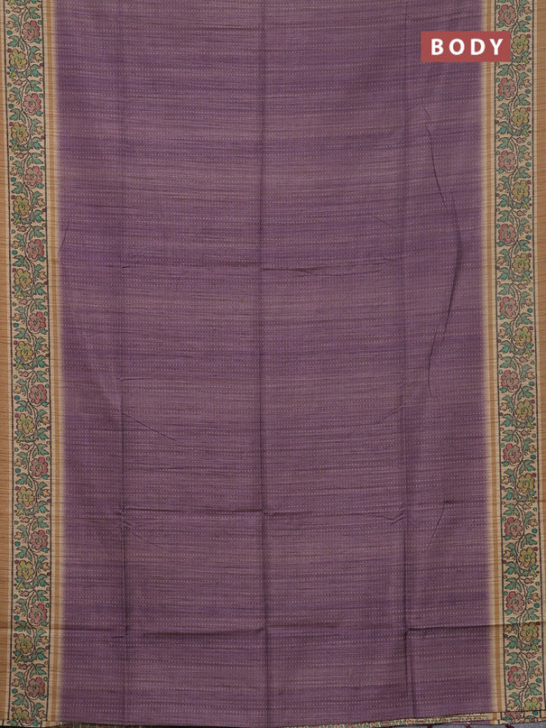 Art tussar saree pastel purple and beige with allover prints and patola printed border