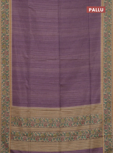 Art tussar saree pastel purple and beige with allover prints and patola printed border