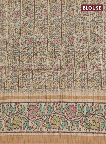 Art tussar saree pastel purple and beige with allover prints and patola printed border