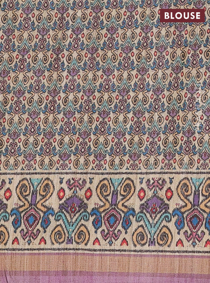 Art tussar saree mauve pink and beige with plain body and patola printed border