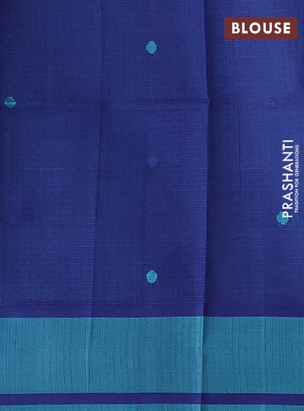 Handloom kota saree pastel blue and blue with floral thread woven buttas and rettapet border