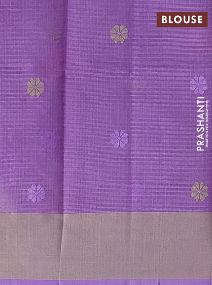 Handloom kota saree off white and lavender with floral thread woven buttas and simple border