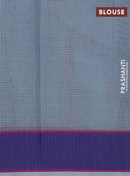 Handloom kota saree grey and dark blue with floral thread woven buttas and rettapet border