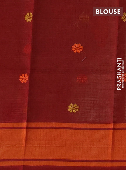 Handloom kota saree sandal and orange maroon with thread woven buttas and rettapet border
