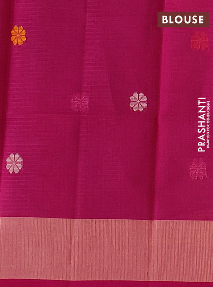 Handloom kota saree pastel peach and pink with floral thread woven buttas and rettapet border