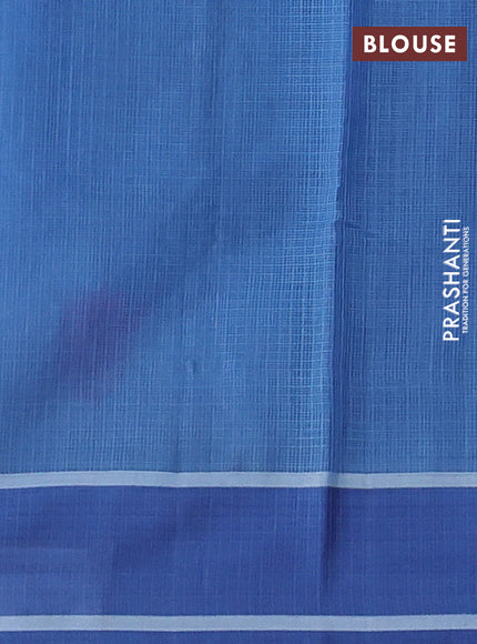 Handloom kota saree blue shade with floral thread woven buttas and rettapet border