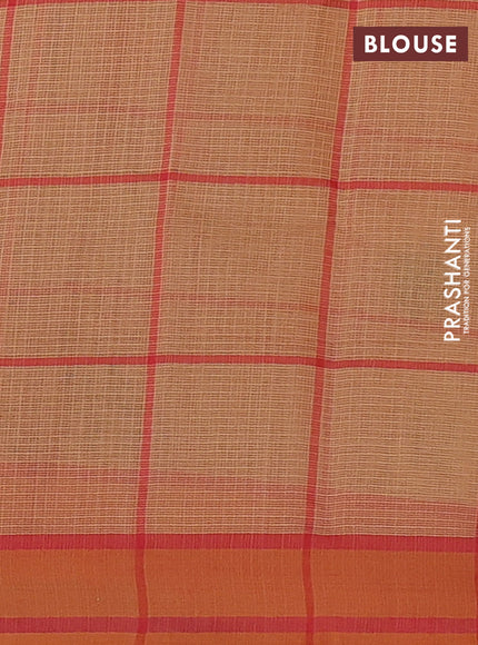 Handloom kota saree pale orange and rustic orange with allover checks & thread buttas and rettapet border