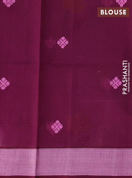Handloom kota saree light pink and wine shade with floral thread woven buttas and rettapet border