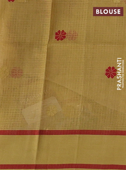 Handloom kota saree sandal maroon and mustard shade with floral thread woven buttas and rettapet border