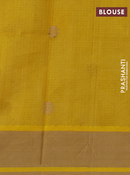 Handloom kota saree beige and sandal yellow with thread woven buttas and rettapet border